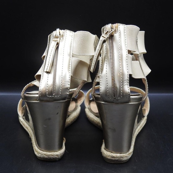 Fendi Women's Gold Carioca Patent Leather T-strap Wedge Sandals Size 35.5 w/ COA - Picture 5 of 12